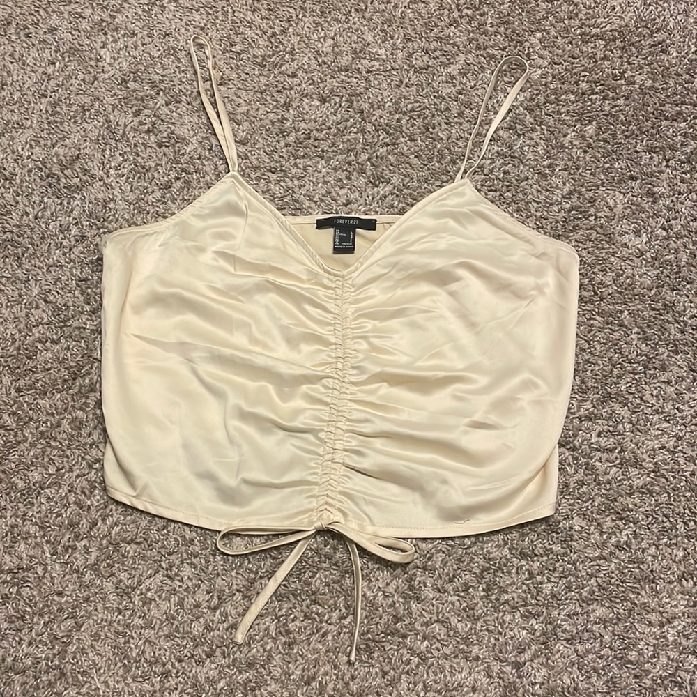 Forever 21 Womens tie front satin tank top, size large, NWOT